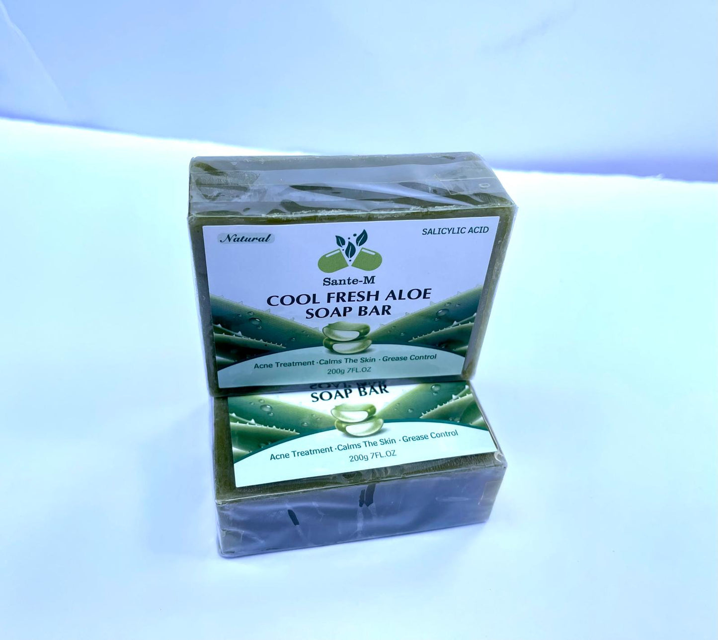 Natural Fresh ALOE & SALICYLIC ACID Soap Bar/Gentle Cleansing -Oil control and Effective ACNE Removal- Leaving Skin Refreshed, Firm and Youthful- Grease (Pack of 2)