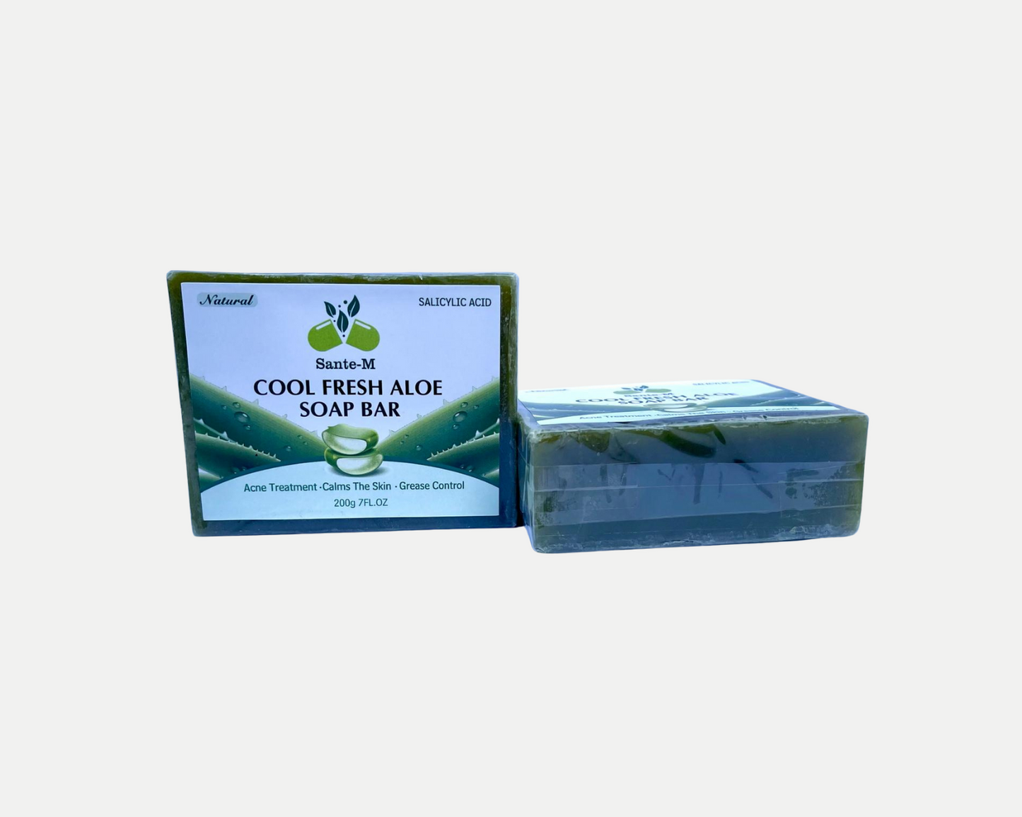 Natural Fresh ALOE & SALICYLIC ACID Soap Bar/Gentle Cleansing -Oil control and Effective ACNE Removal- Leaving Skin Refreshed, Firm and Youthful- Grease (Pack of 2)