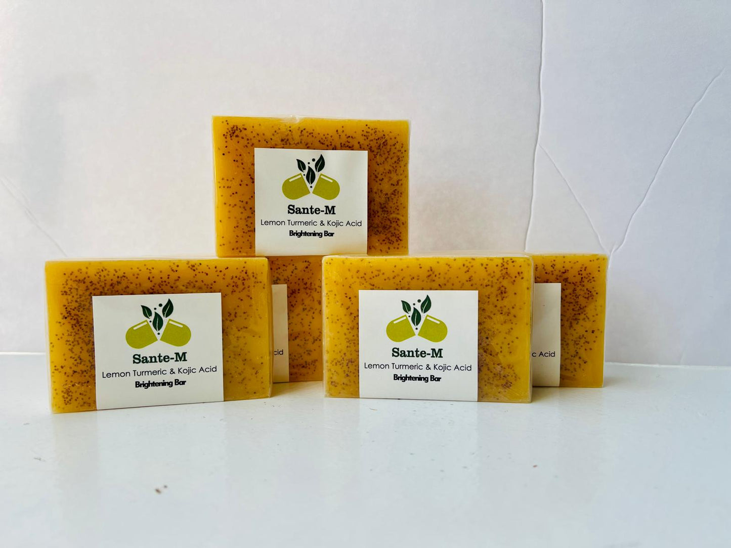 5 Pcs of Natural & Brightening Lemon Tumeric & Kojic Acid Soap / Tumeric Soap Bar For Face & Body/ Dark Spot Remover for face/ Acne Scar (Pack of 5)