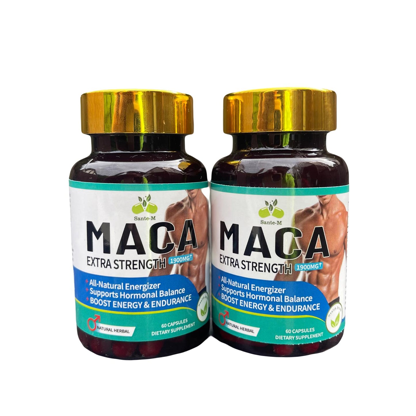 Organic Maca Root Extra Strengh 1900 MG+- Booster Energy &Endurance- Supports Hormonal Balance- 60 Capsules for Men (Pack of 2)